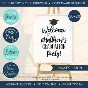 EDITABLE Graduation Party Welcome Sign, Class of 2025, Open House Sign, Graduation Party Sign, High School Grad, College Grad