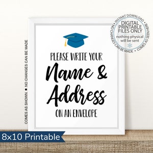 Druckbare Abschlussadresse Ihr Umschlagzeichen, Adresse Ihre Dankeskarte, helfen dem beschäftigten graduierten, schreiben Sie Ihre Adresse, blau