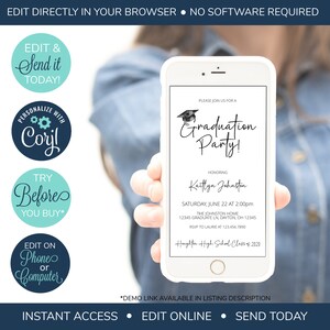EDITABLE Electronic Class of 2025, Graduation Open House, Graduation Invitation, Graduation Party, High School, College Graduation