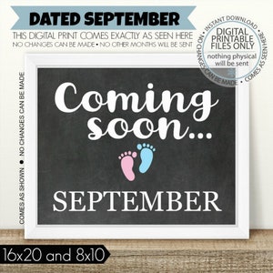 PRINTABLE Pregnancy Announcement, Coming Soon, Printable Pregnancy Sign, Chalkboard Sign, Baby Announcement, boy or girl, Pink or Blue