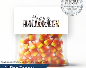 Printable Happy Halloween Treat Bag Toppers - 4 Inch - Gift Bag Toppers, Halloween printable, Halloween Candy Bag, Treat Bag Topper