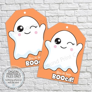 PRINTABLE You&#39;ve Been BOOed! Happy Halloween! Cute Ghost Gift Tag, Sweet Halloween Boo Tag, Halloween Gift Tag, Halloween Neighbor, Ghost