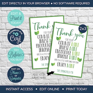 EDITABLE Mint Appreciation Gift Tag, Teacher Staff Employee School Appreciation Week Gift, Appreciation Tag, Health Care Worker, Nurse