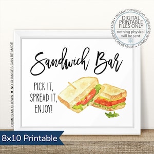 Printable Sandwich Bar Sign, Printable Sandwich Sign, Sandwich Station, Dress it up Sign, BBQ Table Sign, Sub Sandwich, Food Table