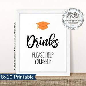 Printable Graduation Party Drink Station Sign, Open House Sign, Graduation Party, Beverages, Beverage Station Sign, Table Sign, Food Table