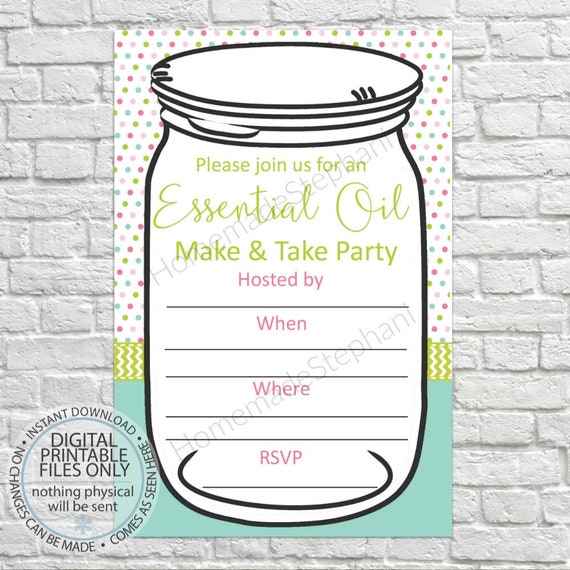 printable essential oil make take invitation party etsy