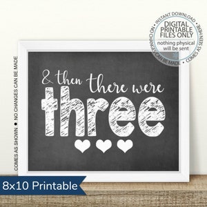 PRINTABLE Pregnancy Announcement, And then there were three, Printable Pregnancy Sign, Chalkboard Sign, Baby Announcement, boy or girl