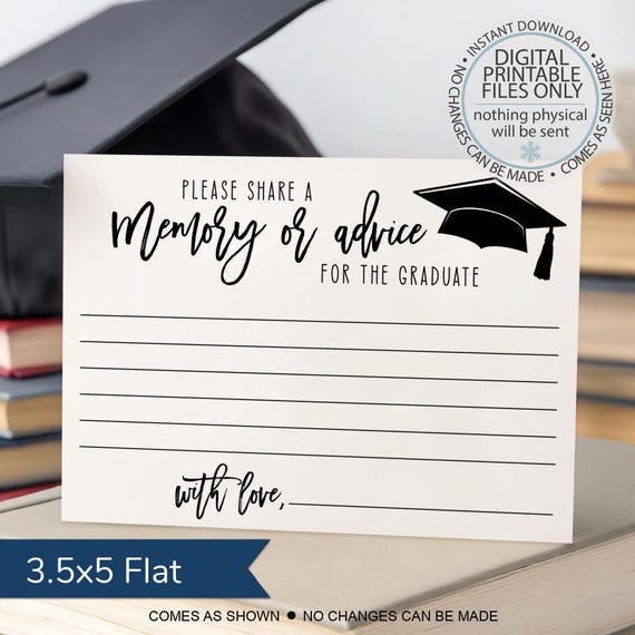 Printable Advice to the Grad Card, Graduate Advice Card, Graduation Advice, Graduation Party Games, Words of Wisdom, Guest Book Alternative