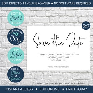 BEWERKBAAR Save the Date ansichtkaart, bewaar de datumkaart, bewaar de datum, modern bewaar de datum, huwelijksuitnodiging, bewaar de datumsjabloon