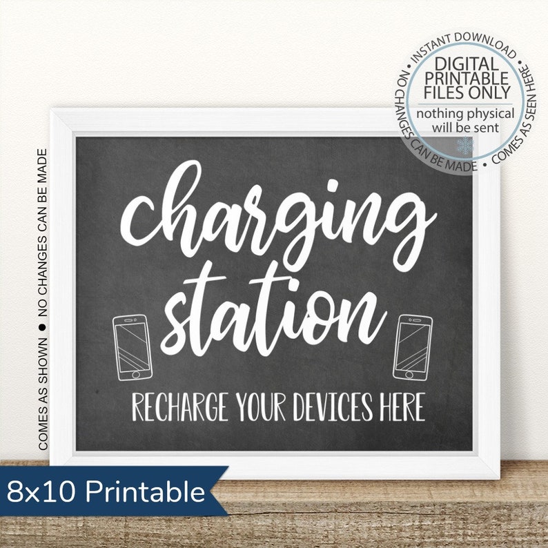 Charging Station Sign Recharge Your Devices Here Wedding - Etsy
