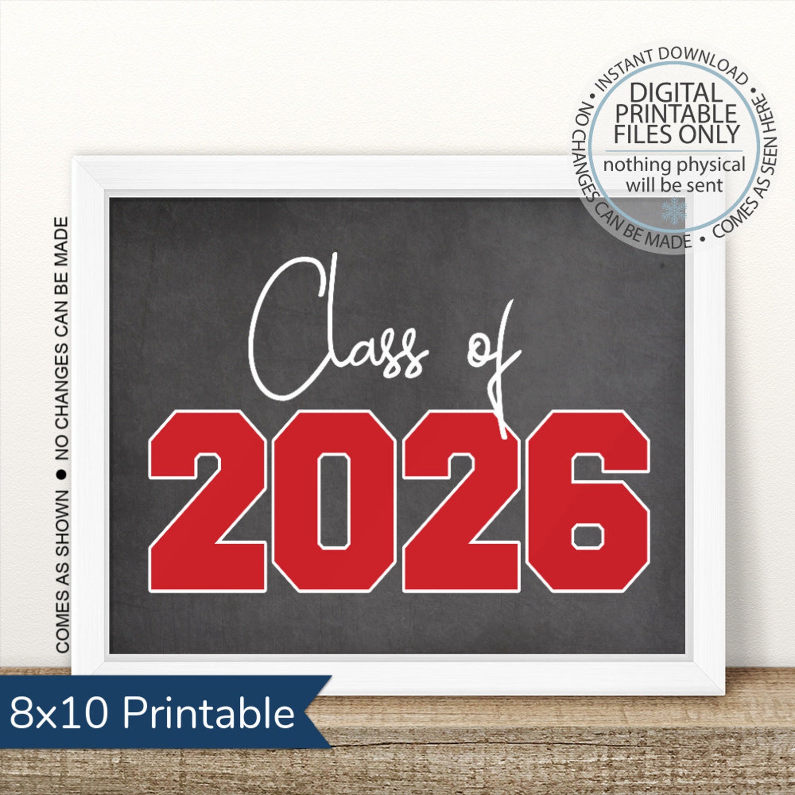 Printable Class of 2026 Graduation Sign, Senior Pictures Photo Prop ...