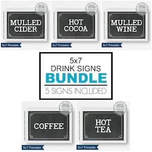 Printable Hot Drink Signs, Wedding Signs, Drink Station signs, Drink signs, Beverage Station, Food Station Signs, Bridal Shower, Christmas
