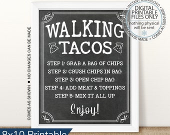 Printable Walking Tacos Sign, Printable Taco Table Sign, Table Sign Fiesta Decorations, Fiesta Sign, Taco Wedding, Cinco de Mayo, Taco Sign