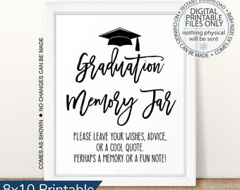 Printable Graduation Memory Jar Sign, Memory Jar, Graduation Party Games, Grad Party Games, Grad Memories, Share a Memory, Graduation Party