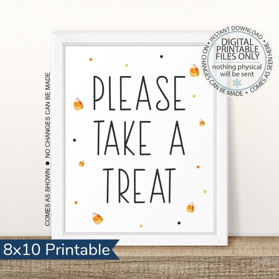 Printable Halloween Treat Sign, Please Take a Treat Sign, Halloween Candy Sign, Trick or Treat Sign, Candy Station Sign, Please Take One