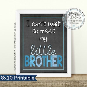 Meet My Little Brother, PRINTABLE Pregnancy Announcement, Little Brother, Gender Reveal, Baby Chalkboard Photo Prop, Baby Number 2, Brother