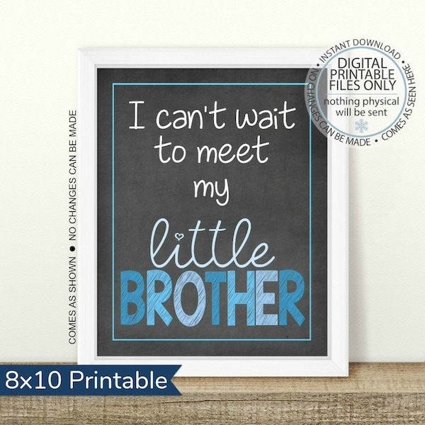 Meet My Little Brother, PRINTABLE Pregnancy Announcement, Little Brother, Gender Reveal, Baby Chalkboard Photo Prop, Baby Number 2, Brother