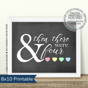 PRINTABLE Pregnancy Announcement, And then there were four, Printable Pregnancy Sign, Chalkboard Sign, Baby Announcement, boy or girl