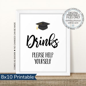 Printable Graduation Party Drink Station Sign, Open House Sign, Graduation Party, Beverages, Beverage Station Sign, Table Sign, Food Table