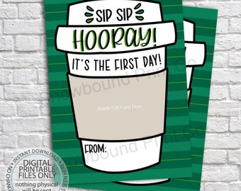 PRINTABLE Back to School Coffee Teacher Gift Card Holder - First Day of ...