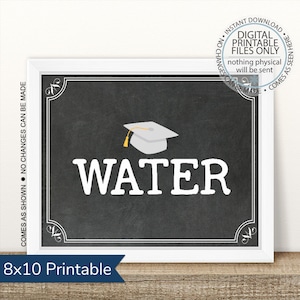 Graduation Party Water Sign, Open House Sign, Graduation Party, Drink Station sign, Drink sign, Beverage Station, Graduation Food