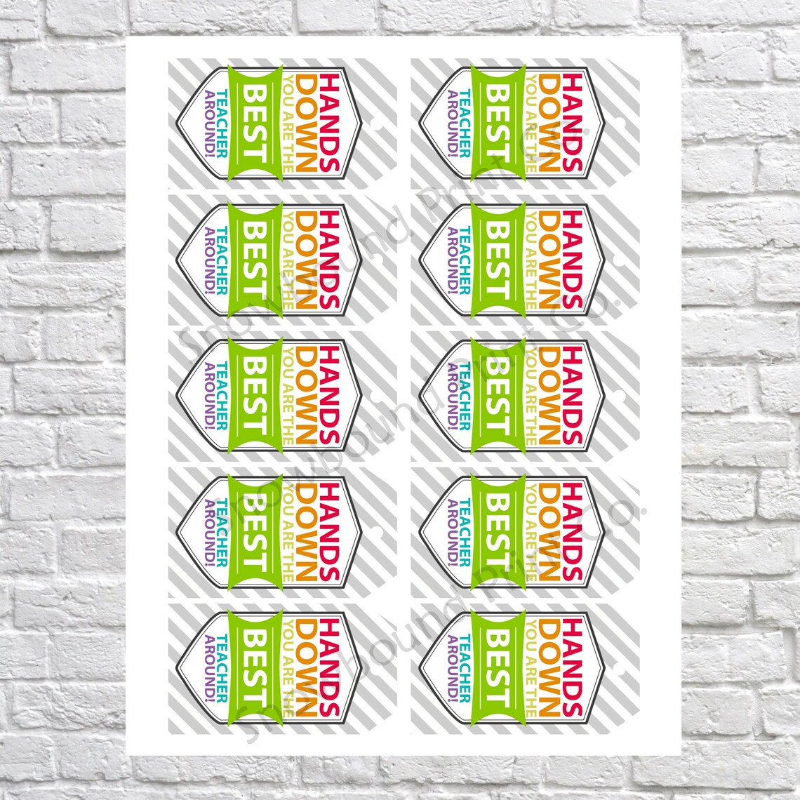 Printable Teacher Gift Tags Hands Down Your the Best Teacher | Etsy