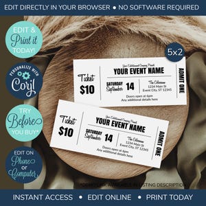 EDITIERBARE Ereigniskarte, druckbare Ereigniskarten, Ereigniskartenvorlage, druckbare Ereignis-Fake-Pass, Geschenkkarte, Ticketvorlage, DIY-Karte