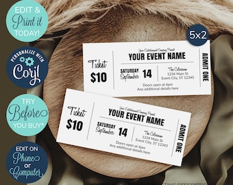 EDITABLE Event Ticket, Printable Event Tickets, Event Ticket Template, Printable Event Fake Pass, Gift Ticket, Ticket Template, DIY Ticket