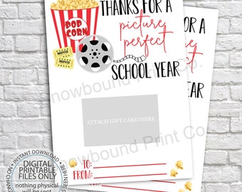 Printable Movie Gift Card Holder, Thank You Gift Card Holders, Teacher Appreciation, Teacher Thank You, Teacher's Gifts, Movie Gift Card