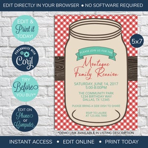 EDITABLE Family Reunion Invitation, Summer Family Reunion, Reunion Invitation, Family Party, Summer Party, BBQ, Picnic, Family Barbecue
