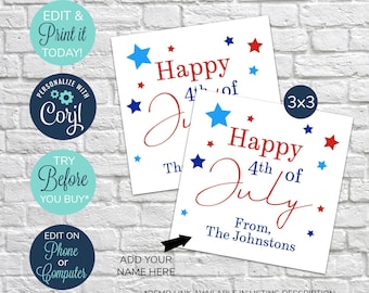 EDITABLE 4th of July Favor Tags, Thank You for Coming Tags, Independence Day, Favor Tags, Gift Bag Tags, Fourth of July Party Favors