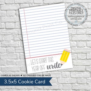 DRUCKBARE Mini-Keks-Karte - 3,5 "x 15" - Beginn des Jahres schreiben, Lehrer-Dankes-Karte, Cookie-Karte, Lehrer-Anerkennung, Lehrer-Cookie