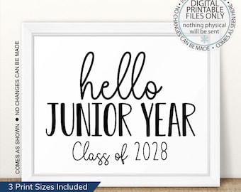 Printable First Day of Junior Year Sign, I'm a Junior, Printable First Day, Back To School Sign, First Day of School Sign, Class of 2028