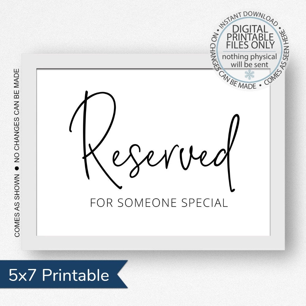 Printable Reserved Sign Reserved Seating Sign Reserved Table | Etsy