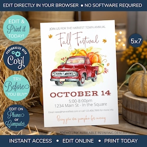 EDITABLE Fall Festival Invitation, Neighborhood Open House Invitation, Neighborhood Fall Party, Block Party Invitation, Fall Invitation