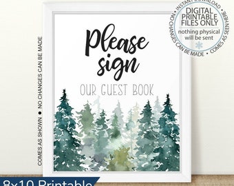 Printable Guest Book Sign Sign, Woodland Printable, Please sign our guest book, Shower Printable, Adventure Baby Shower, Woodland Baby