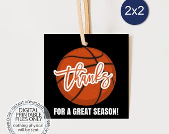 Printable Thank You Gift Tag for Basketball Coach, Gift idea for Basketball Coach Dad, Sports Thank You Tag, Thanks for a Great Season
