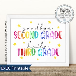 Imprimible último día de segundo grado, adiós segundo grado hola tercer grado, último día de clases imprimible, foto del último día, cartel del último día