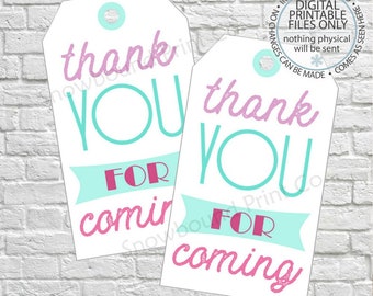 Thank you for coming Favor Tags, Birthday gift tags, Thank you tags, thank you gift tags, pink, purple, party gift tags, PRINTABLE DIY