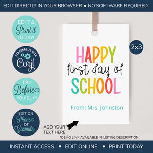 EDITIERBARE Erster Schultag, Lehrer-Geschenk-Tag, helles Schuljahr-Tag, Vorlage für den ersten Schultag, Regenbogen-Tag, PTO PTA