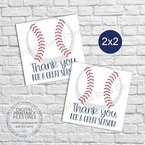 Druckvorlage Geschenkanhänger für Baseball Coach, Geschenkidee für Baseball Coach Papa, Sport Dankeschön Anhänger, Danke für eine tolle Saison