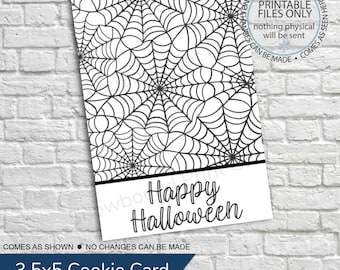 PRINTABLE Mini Cookie Card - 3.5"x5" - Happy Halloween, Halloween Cookie Card, Halloween Gift Card, Halloween Cookie, Spiderweb, Fall Cookie