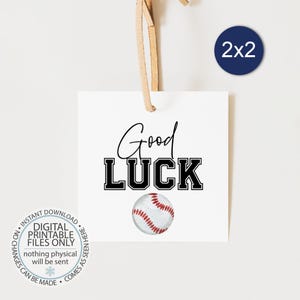 Druckbare Baseball Spieltag Tags, viel Glück, Leckerei vor dem Spiel, Baseball Tag, Zustandsturnier, quadratischer Anhänger, Hanganhänger