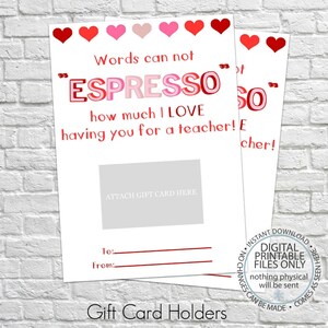 Titular de la tarjeta de regalo del Día de San Valentín imprimible, Titulares de tarjetas de regalo de agradecimiento, Regalo del Día de San Valentín, Tarjeta de San Valentín, Regalos del maestro, Gracias