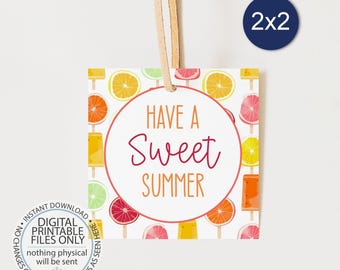 Printable Have a Sweet Summer Tag, End of School Year Tag, End of Year Treat Tag, Printable Popsicle Favor Tag, Popsicle Cool Summer Tag