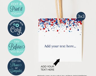 EDITABLE 4th of July Favor Tags, Thank You for Coming Tags, Independence Day, Favor Tags, Gift Bag Tags, Fourth of July Party Favors