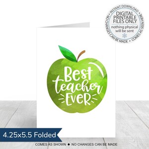 Carta insegnante stampabile, Carta di apprezzamento per l'insegnante, Miglior insegnante di sempre, Regalo di fine anno, Grazie per l'insegnante, Biglietto d'auguri per l'insegnante