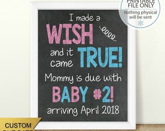 PRINTABLE Pregnancy Announcement, I Made a Wish, Sibling Announcement, Baby Number 2, Sibling Sign, 2nd Baby, 2nd Pregnancy, Sister, Brother