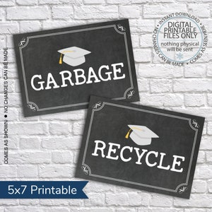 Graduation Party Sign, Garbage Sign, Clean Up, Open House Sign, Graduation Party, Table Sign, Graduation Sign, Recycle, Place Trash Here