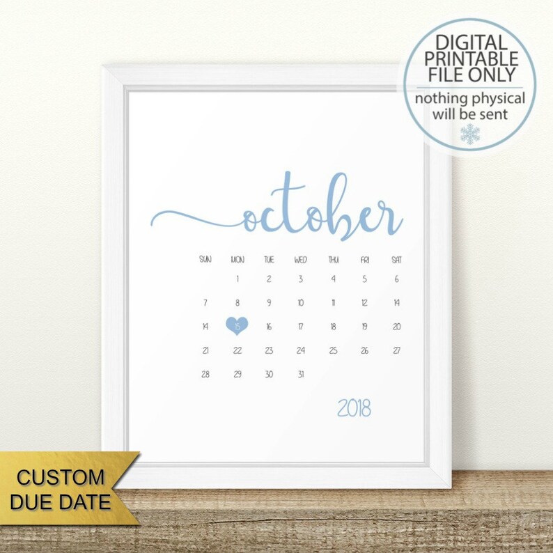 Baby Announcement Calendar Printable Pregnancy Announcement Etsy